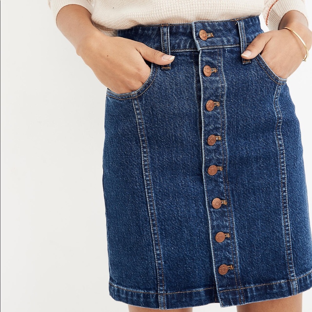 Madewell Stretch Denim Straight Mini Skirt - Picture 3 of 9